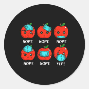 Days Of School Apple Face Mask Teacher Quarantine Classic Round Sticker