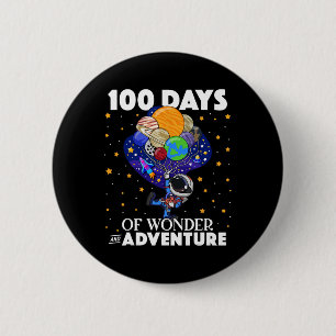 Days Of School Astronaut Space Boys Kids 100th Day 2 Inch Round Button