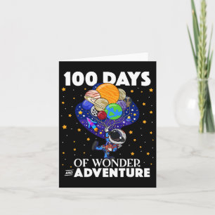 Days Of School Astronaut Space Boys Kids 100th Day Card