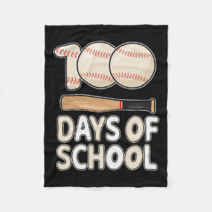 Days Of School Baseball For Kids Student 100th Day Fleece Blanket
