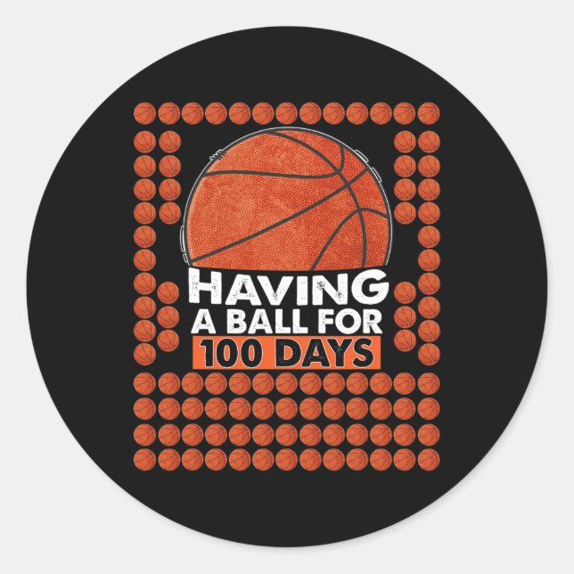 Days Of School Basketball 100th Day Balls For Boys Classic Round Sticker (Front)