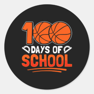 Days Of School Basketball For Students Coach Pe Te Classic Round Sticker