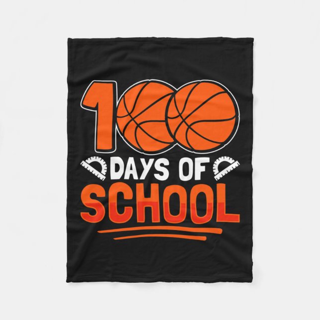 Days Of School Basketball For Students Coach Pe Te Fleece Blanket (Front)