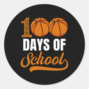 Days Of School Basketball Player Boy Girl  Classic Round Sticker