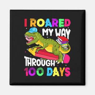Days Of School Dinosaur-roared Teacher Student Magnet
