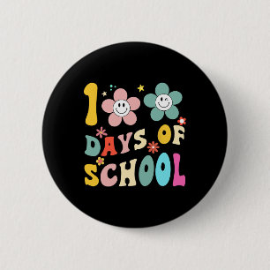 Days Of School Groovy 100th Day School Teacher Kid 2 Inch Round Button