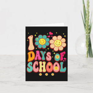 Days Of School Groovy Retro 100th Day Teacher Cute Card