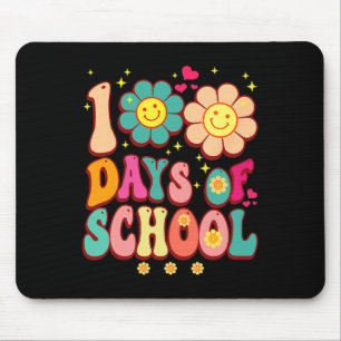 Days Of School Groovy Retro 100th Day Teacher Cute Mouse Pad