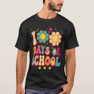 Days Of School Groovy Retro 100th Day Teacher Cute T-Shirt