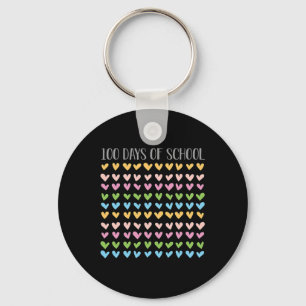 Days Of School Hearts 100th Vintage Teacher Retro  Keychain
