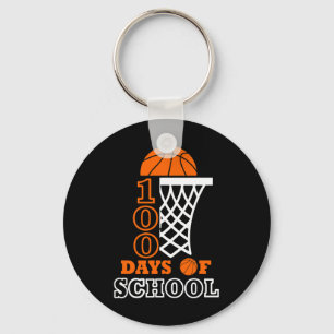 Days Of School Kids Basketball 100th Day Of School Keychain