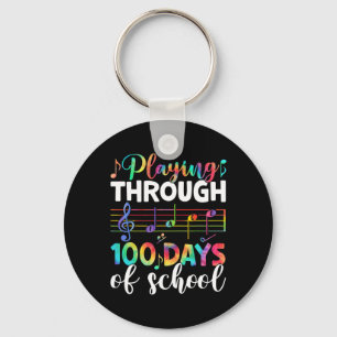 Days Of School Music Teacher Student Gifts 100th D Keychain