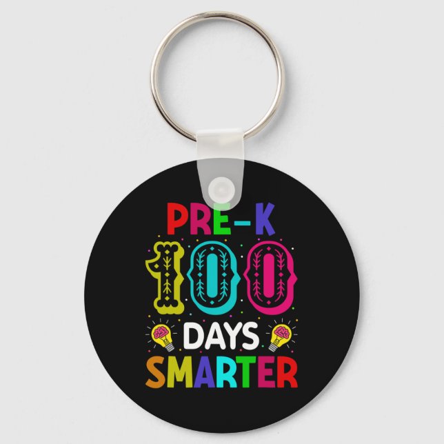 Days Of School Pre-k Smarter Teacher Student  Keychain (Front)