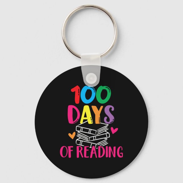 Days Of School Reading English Teacher Books Stack Keychain (Front)