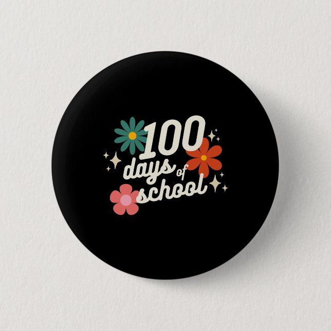 Days Of School Retro Teacher Student Kindergarten  2 Inch Round Button (Front)