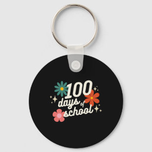 Days Of School Retro Teacher Student Kindergarten Keychain