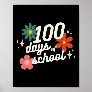 Days Of School Retro Teacher Student Kindergarten  Poster