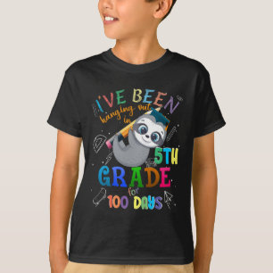 Days Of School Sloth Hanging Out In 5th Grade Stud T-Shirt