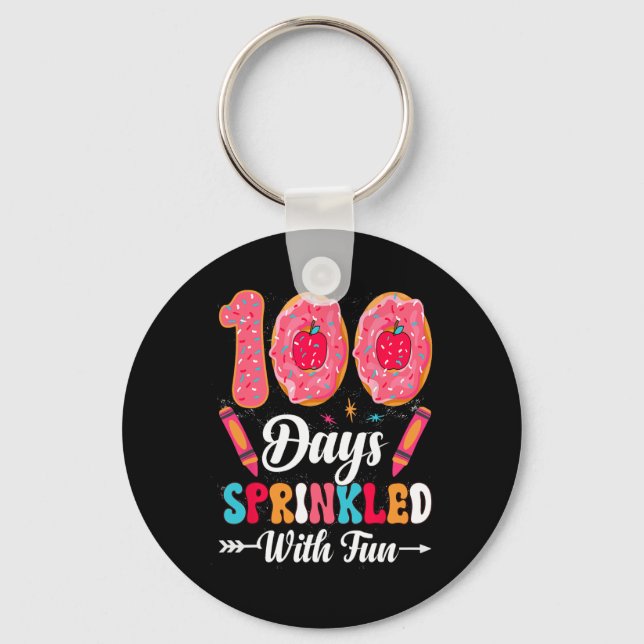 Days Of School Sprinkled With Fun Cute Cupcake Stu Keychain (Front)