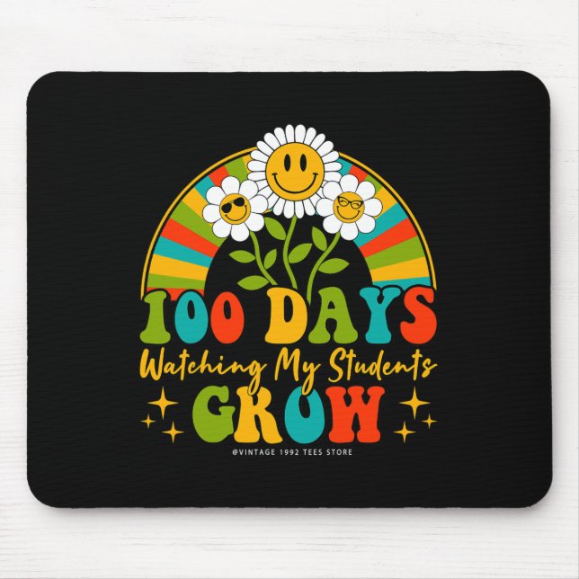 Days Of School Teacher 100 Days Watching My Studen Mouse Pad (Front)