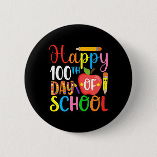Days Of School Teacher And Student 3 2 Inch Round Button