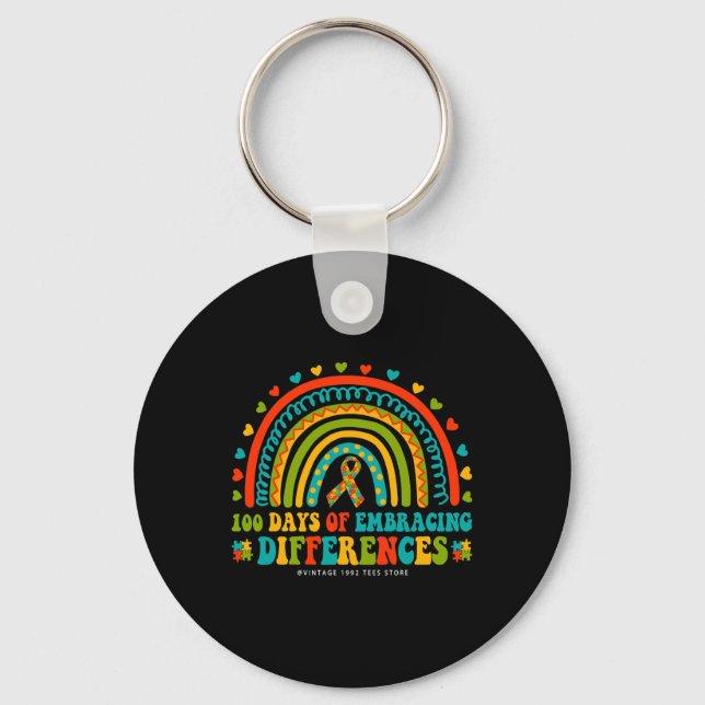 Days Of School Teacher Autism Iep Embrace Differen Keychain (Front)