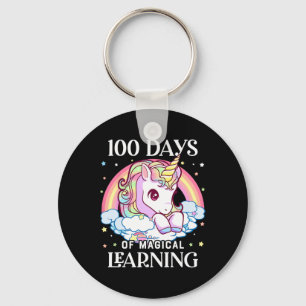 Days Of School Unicorn Girls Teacher 100th Day Of Keychain