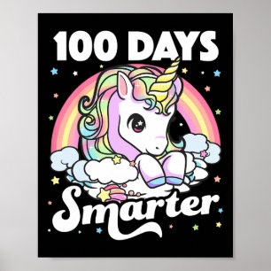 Days Of School Unicorn Girls Teacher 100th Day Of Poster