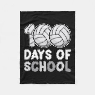 Days Of School Volleyball 100th Day Of School Love Fleece Blanket