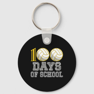Days Of School Volleyball 100th Day Of School Love Keychain