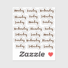 Days of the week brush cursive