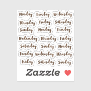 Days of the week brush cursive
