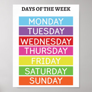 Days of the week educational poster