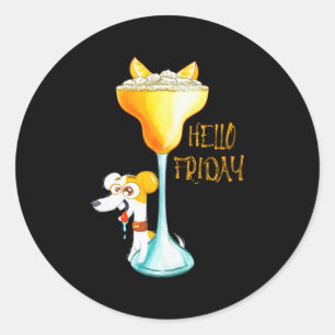 Days Of The Week Hello Friday Distressed Weekend T Classic Round Sticker