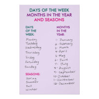 Days of the Week, Months in the Year & Seasons v2
