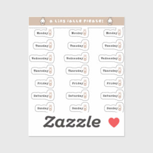 Days of the week sticker sheet