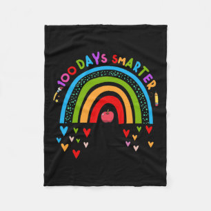 Days Smarter 100th Day Of School Rainbow Teacher Fleece Blanket