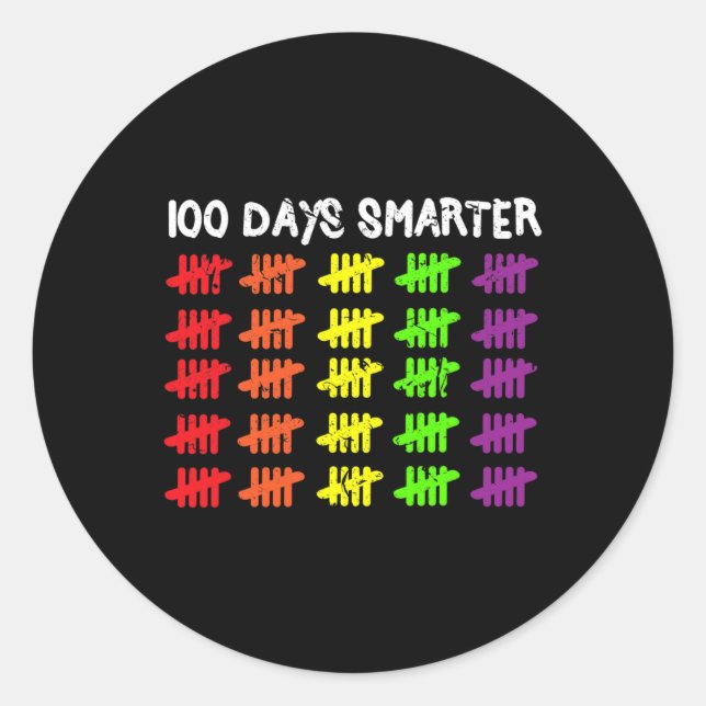 Days Smarter Counting Hash Marks Days Of School  Classic Round Sticker (Front)