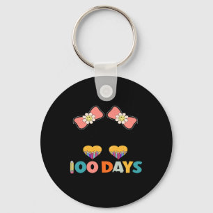 Days Smarter Girls Messy Bun Hair 100th Day Of Sch Keychain