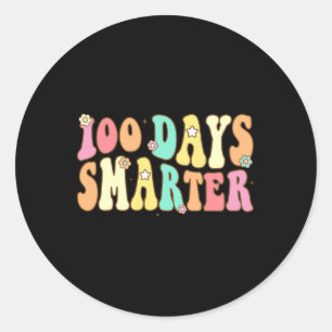 Days Smarter Happy 100th Day Of School Groovy Boy  Classic Round Sticker