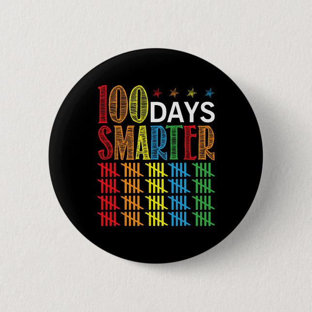 Days Smarter Happy 100th Day Of School Student Tea 2 Inch Round Button (Front)