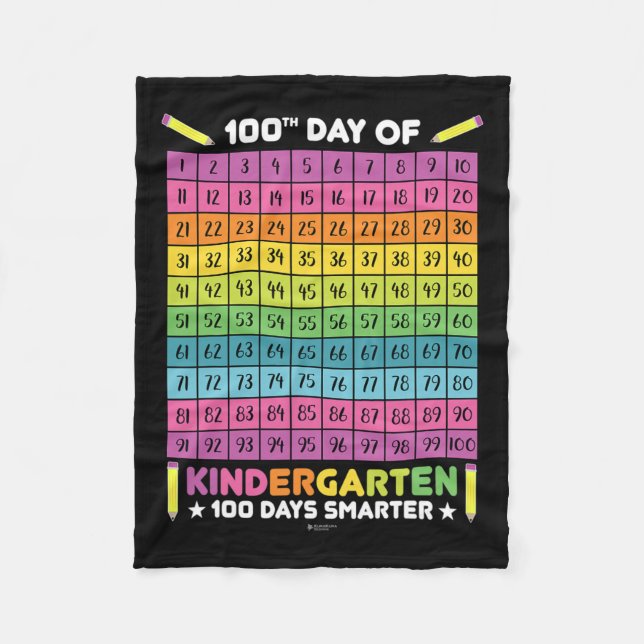 Days Smarter Kindergarten Students 100th Day Of Sc Fleece Blanket (Front)