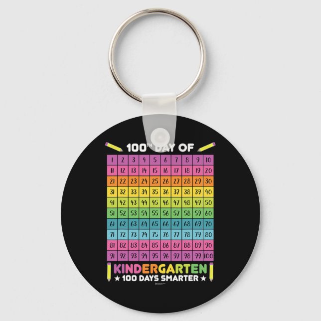 Days Smarter Kindergarten Students 100th Day Of Sc Keychain (Front)