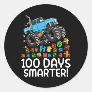 Days Smarter Monster Truck 100 Days Of School 100t Classic Round Sticker