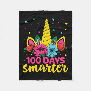 Days Smarter Unicorn Girls 100th Day Of School Kid Fleece Blanket
