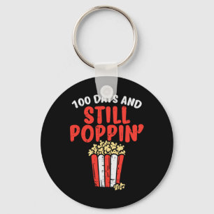 Days Still Poppin Popcorn 100th Day School Foodie Keychain
