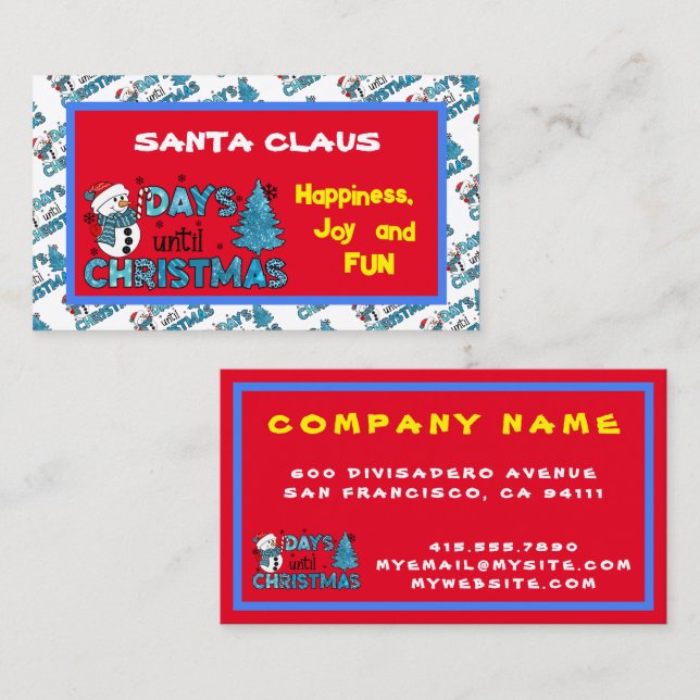 Days Until Christmas Customize Business Card (Front/Back)