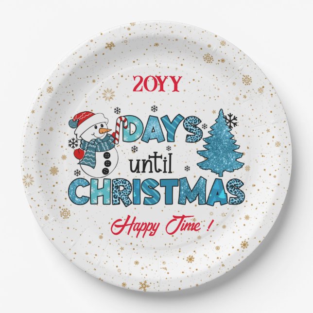 Days Until Christmas Customize Paper Plate (Front)