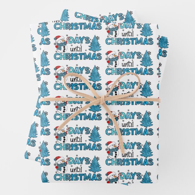 Days Until Christmas Customize Wrapping Paper Sheet (In situ)