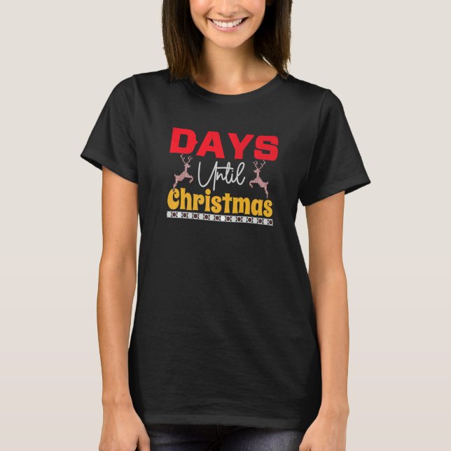 Days until Christmas Santa Hat Xmas PJ costume   T-Shirt (Front)